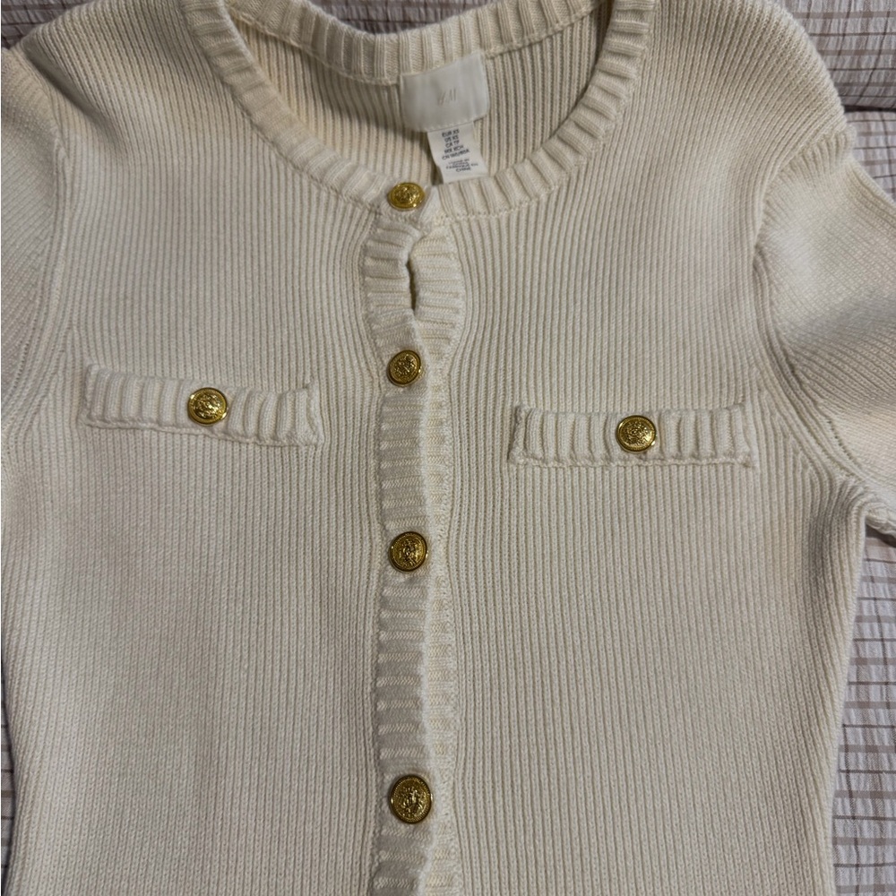H&M Cream Ribbed Knit Button-Front Mini Dress - Picture 7 of 12